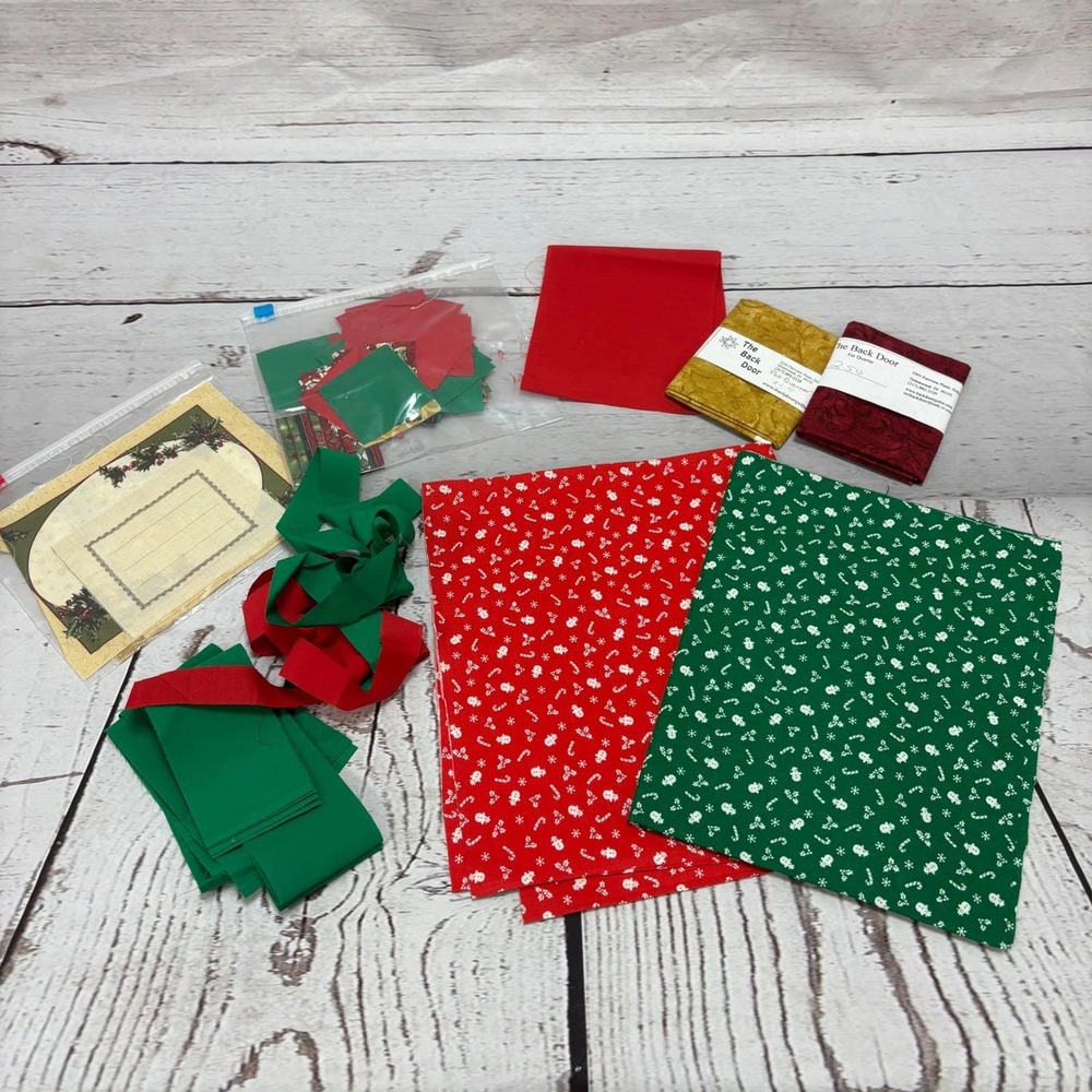 Christmas Quilting Fabric Lot Fat Quarters Pre-cut Squares Strips Red Green Gold